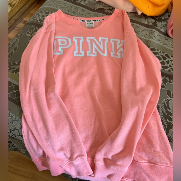 PINK Victoria's Secret Neon Coral Sweatshirt - Picture 2 of 5